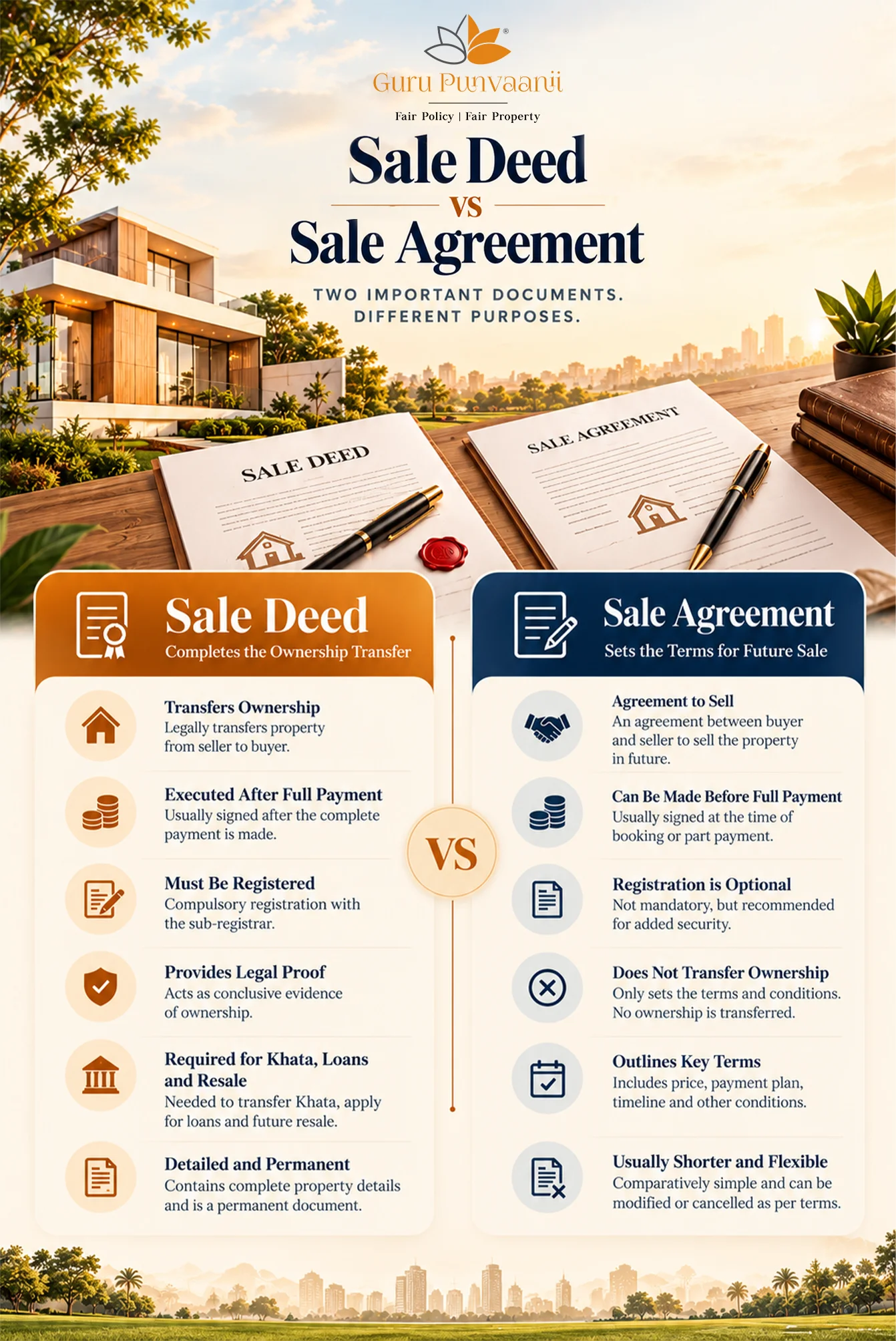 Sale Deed vs Sale Agreement Infographic