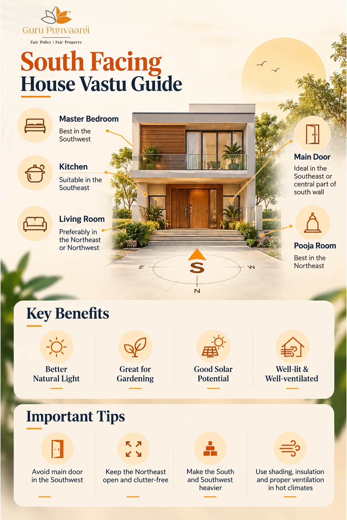 South-Facing House Vastu Guide Infographics