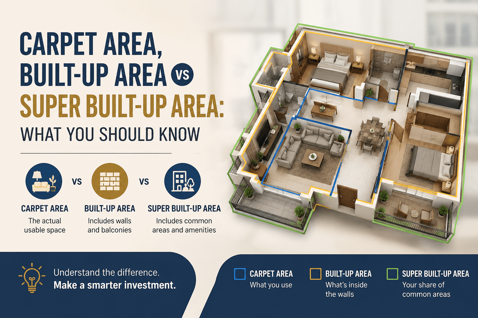 Carpet Area vs Built-up Area vs Super Built-up