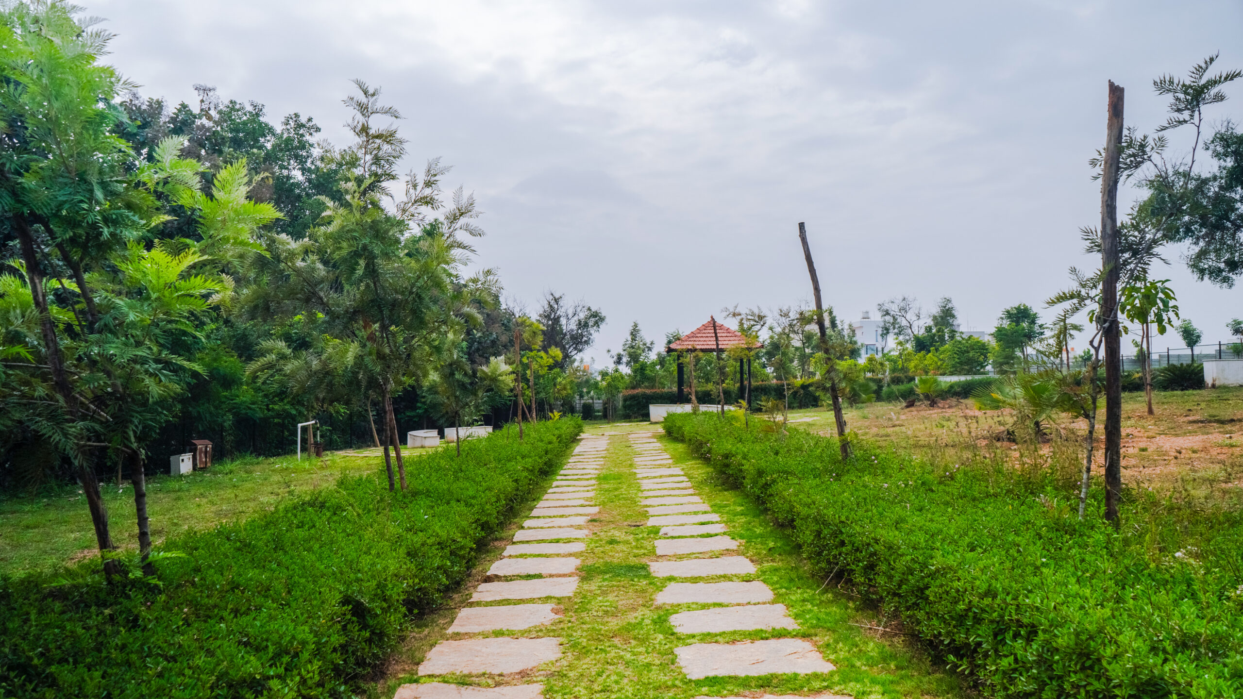 EKA garden walkway with gazebo