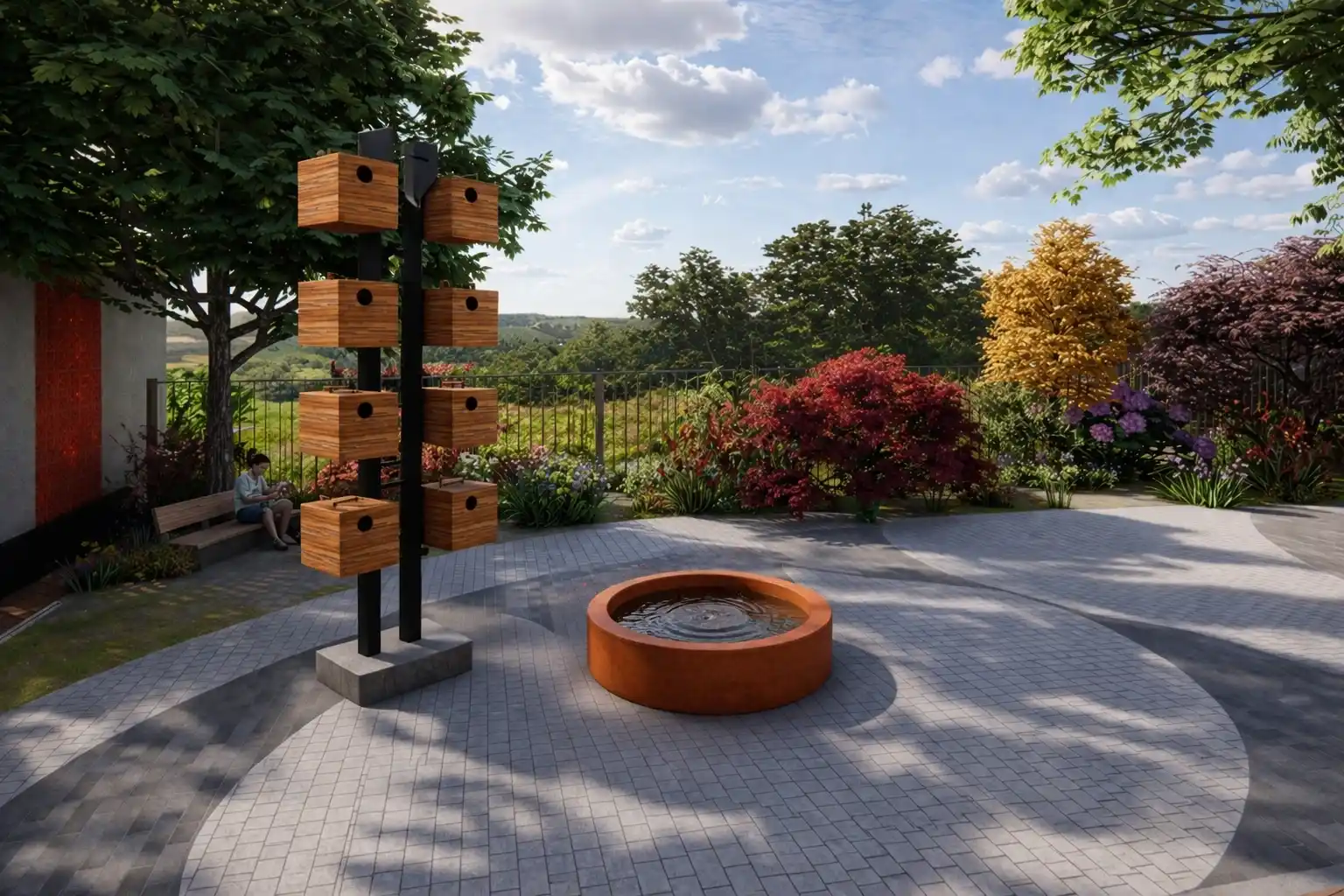 plots in Mysore Road with landscaped bird nest feature creating a nature-inspired residential community