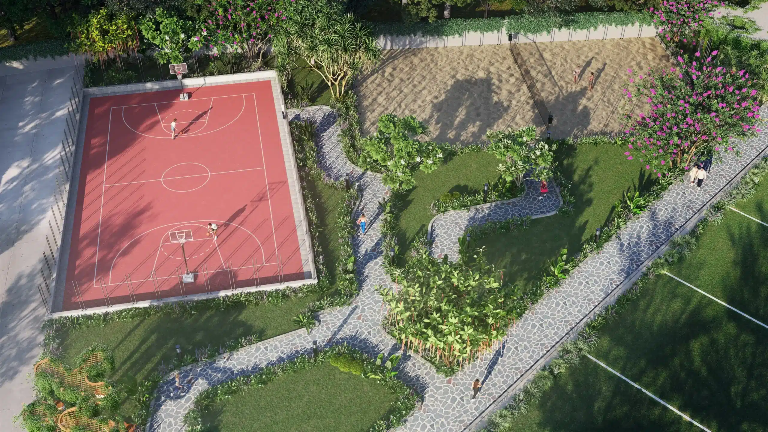Etasha plots for sale in Tumkur showcasing football court view