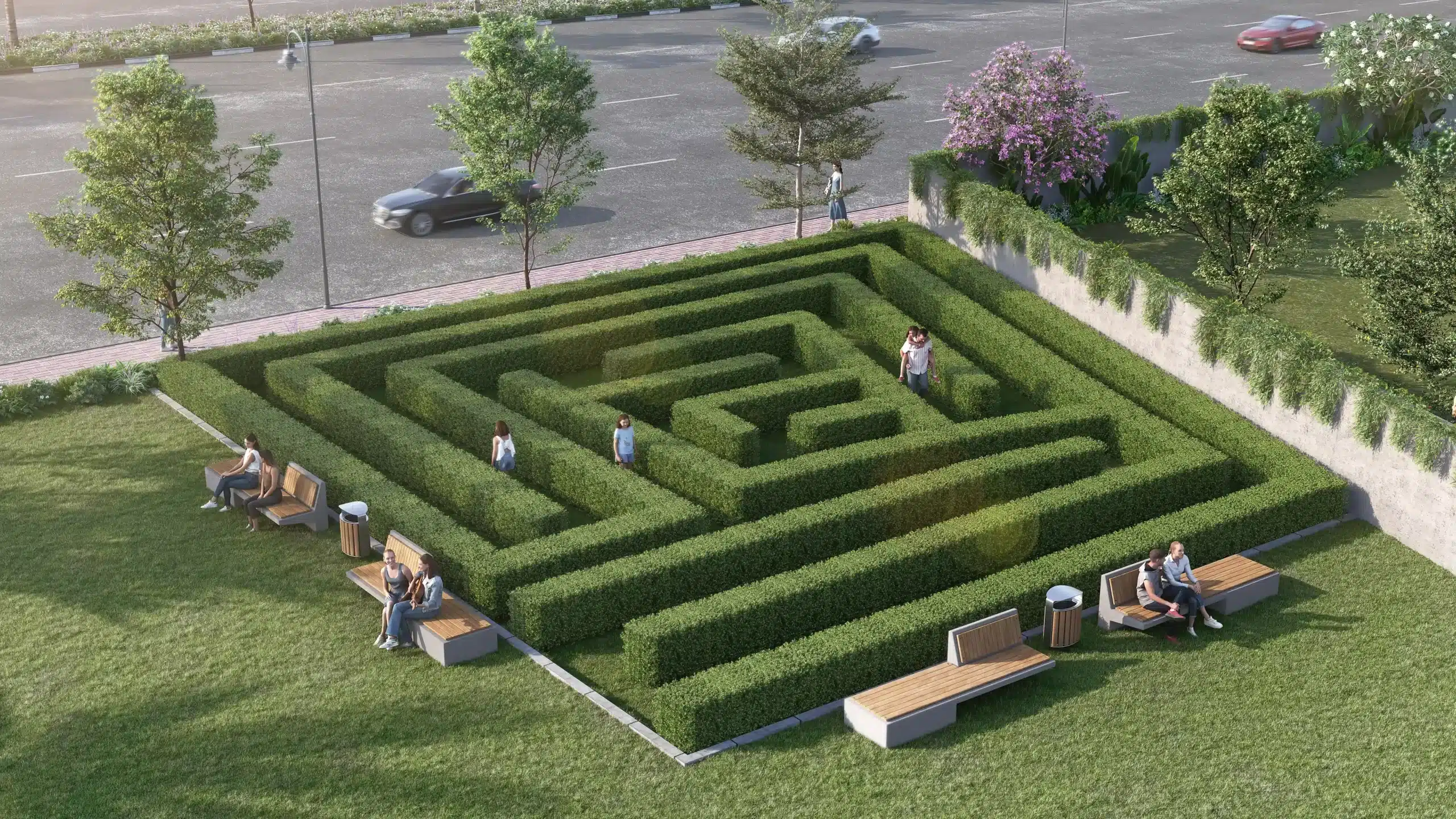 Explore Etasha site for sale in Tumkur. Meditation Park landscaped view and peaceful surroundings