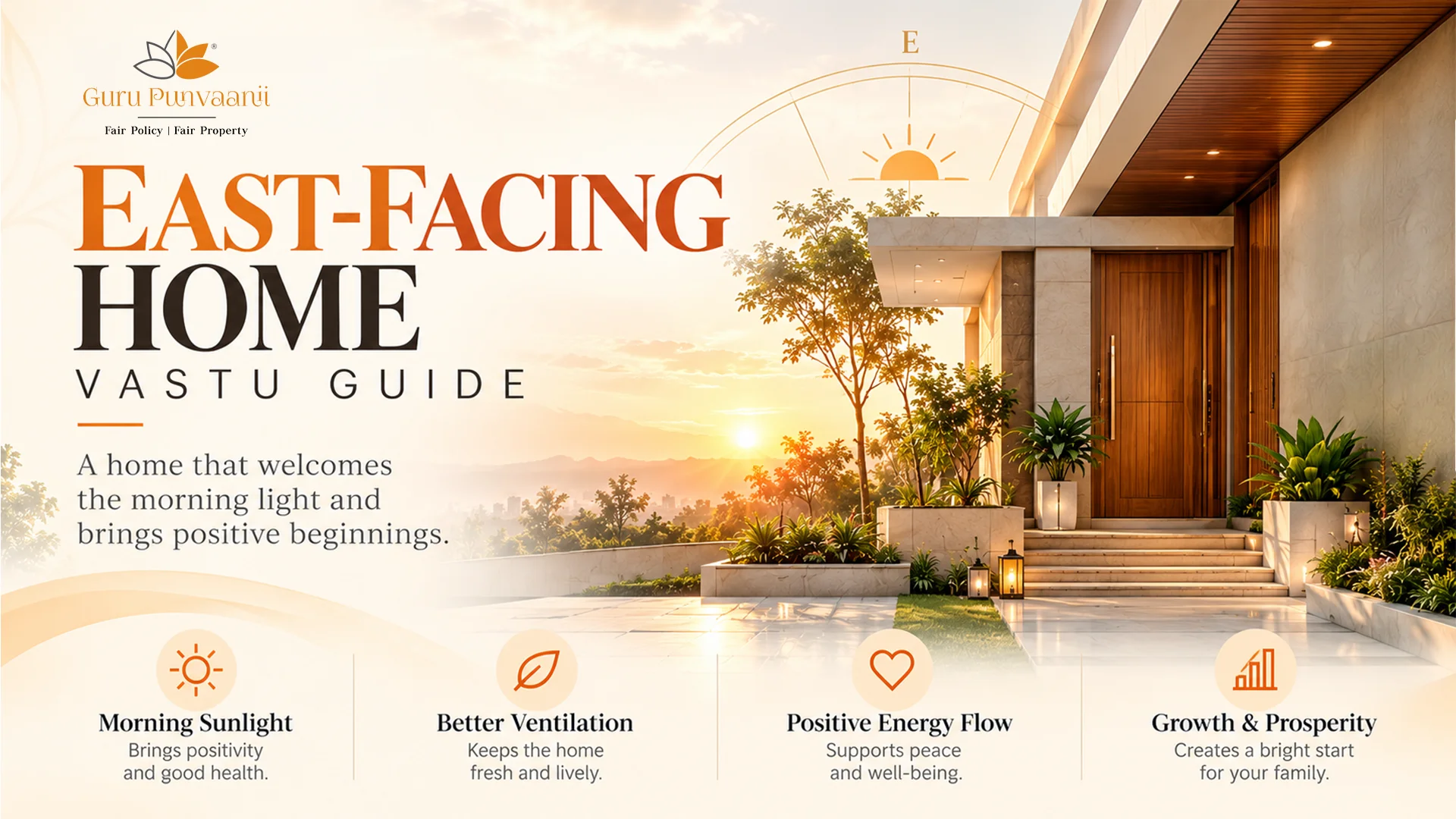 East Face House Vastu Guide – Benefits, Entrance Direction, Planning Tips and Morning Sunlight Advantages