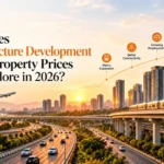 Infrastructure development Bangalore showing metro expansion, highways, connectivity, and rising property prices in 2026