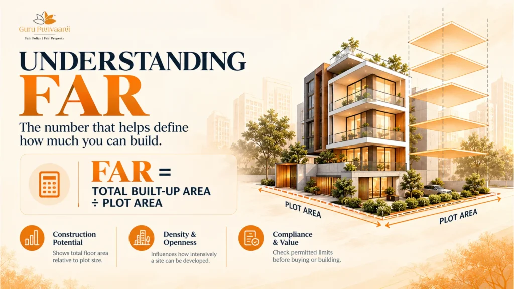 What is FAR in real estate showing floor area ratio and plot area calculation